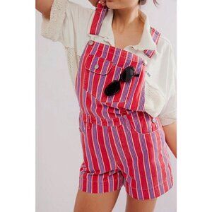 Damson Madder women's 10 red white blue striped Greta Shorts Dungarees overalls